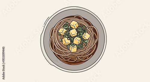 Healthy Soba Noodles with Tofu and Green Onions