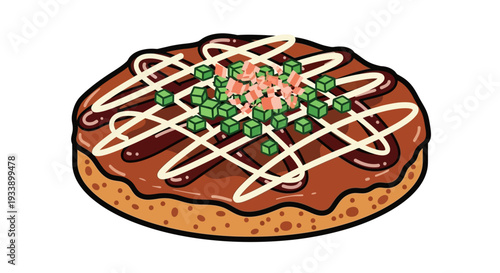 Japanese Okonomiyaki Food Illustration