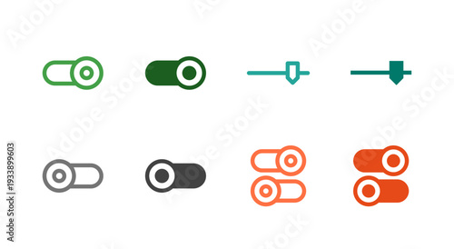 Flat Colored Toggle Switch Slider Icon Set for Control Interface