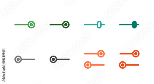 Flat Colored Toggle Switch Slider Icon Set for Control Interface
