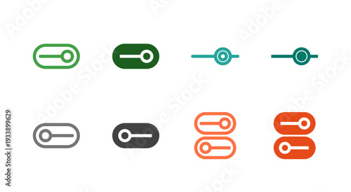 Flat Colored Toggle Switch Slider Icon Set for Control Interface