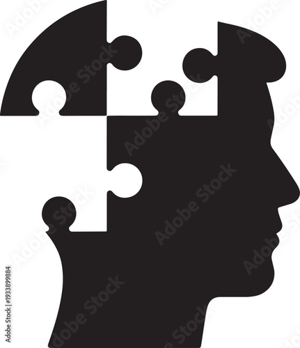 Puzzle Head Icon, representing mental health, psychology, problem-solving, and cognitive complexity