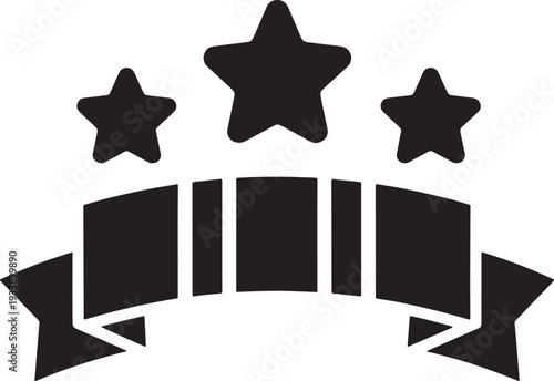 Three Stars Badge Silhouette – Excellence and Quality Symbol