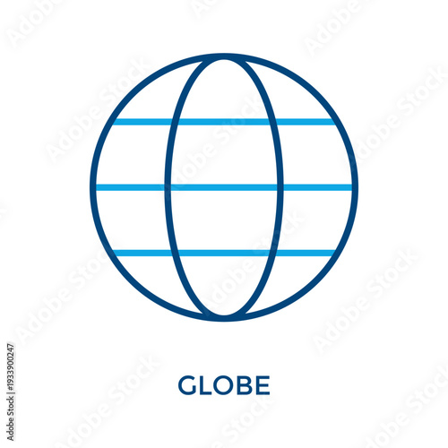 Globe Icon Outline Color Style. Vector Illustration For Graphic Design