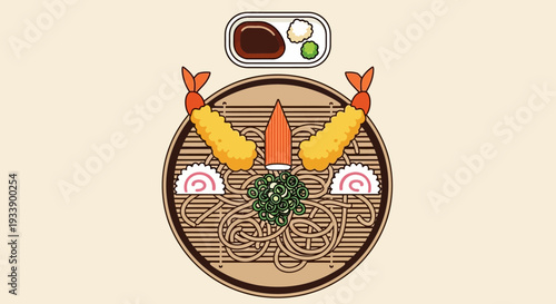 Japanese Shrimp Tempura Soba Noodles Dish