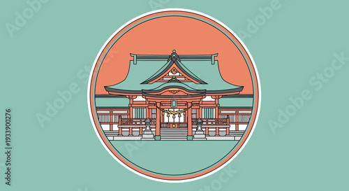Japanese Shrine Temple Building Icon Graphic Design