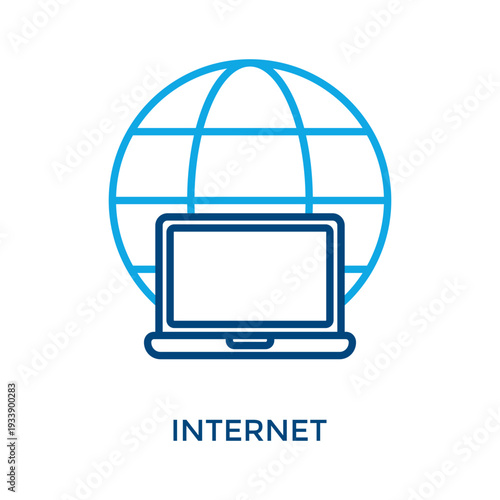 Internet Icon Outline Color Style. Vector Illustration For Graphic Design