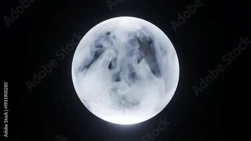 Abstract swirling white smoke forming a circular pattern against a dark background