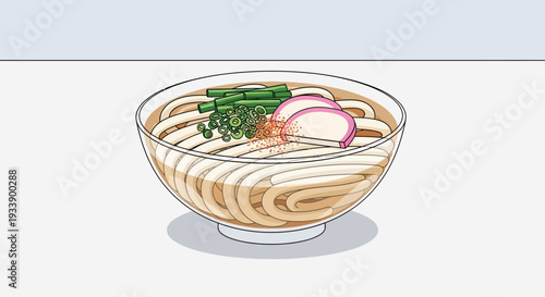 Japanese Udon Noodles in Broth with Garnish