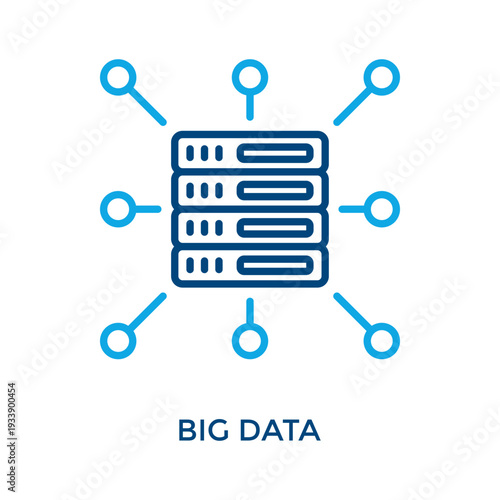 Big Data Icon Outline Color Style. Vector Illustration For Graphic Design