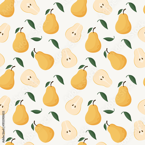 Sweet Yellow Pear Seamless Pattern