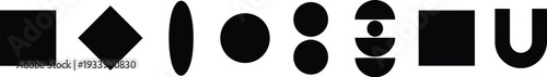 Modern geometric shapes in black on white background
