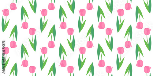 Seamless pattern of tulips on a white background