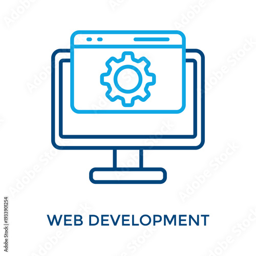 Web Development Icon Outline Color Style. Vector Illustration For Graphic Design