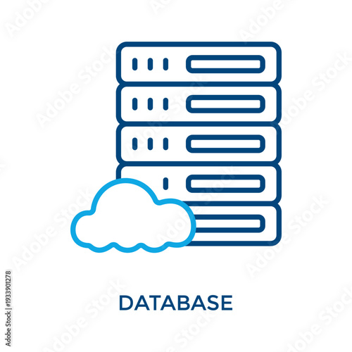 Database Icon Outline Color Style. Vector Illustration For Graphic Design