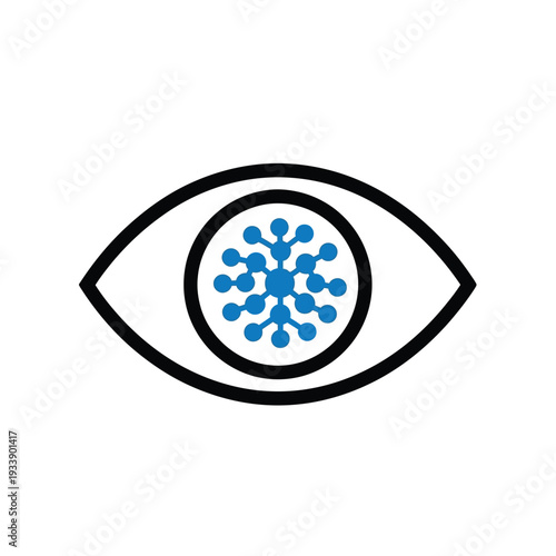 Abstract representation of an eye with a complex internal structure, symbolizing concepts of vision technology, scientific insight, or intricate biological data processing