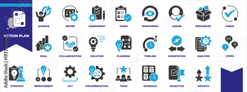 Action Plan Icon Sheet Glyph Color