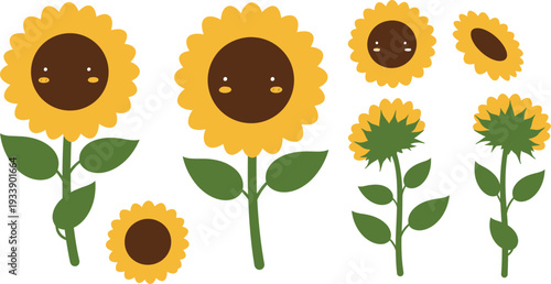 thoughtful predictions awareness-based 🌻
A bright yellow vector illustration of a single blooming sunflower with green leaves and a stem isolated on a white background, capturing the summer beauty of