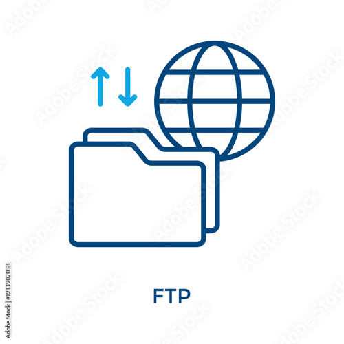 Ftp Icon Outline Color Style. Vector Illustration For Graphic Design