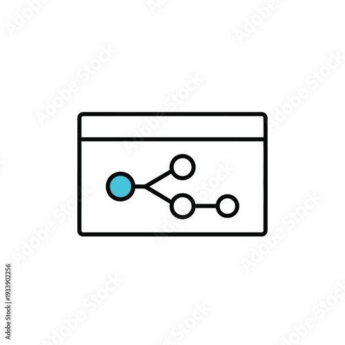 A simple illustration of a web browser window displaying a network diagram with interconnected nodes