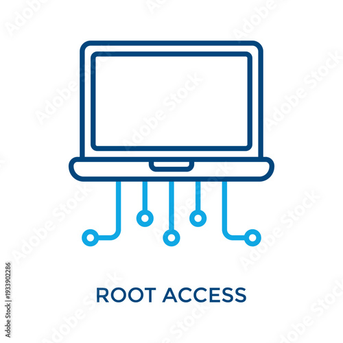Root Access Icon Outline Color Style. Vector Illustration For Graphic Design