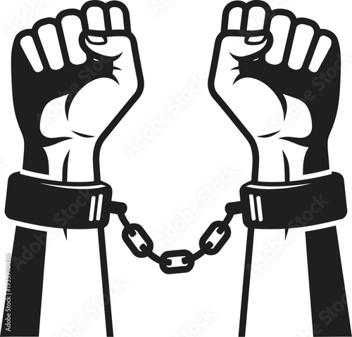 Empowering hands breaking free from chains symbolizing freedom and resistance