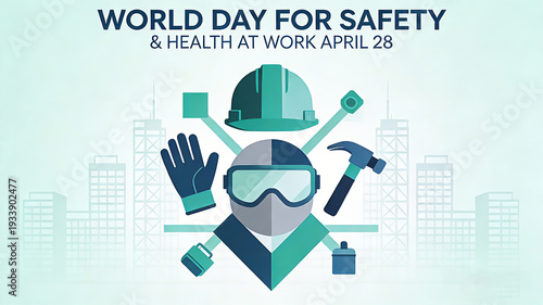 Wallpaper Mural The safety helmet, goggles, and tool elements represent the occupational protection concept of World Safety and Health Day and the promotional scene on April 28th.
 Torontodigital.ca