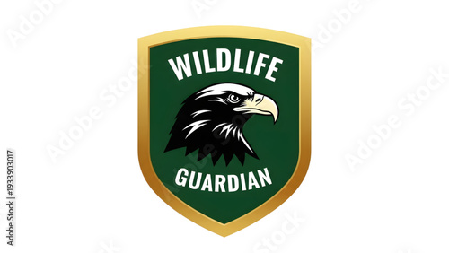 Wildlife guardian logo with eagle head on green shield