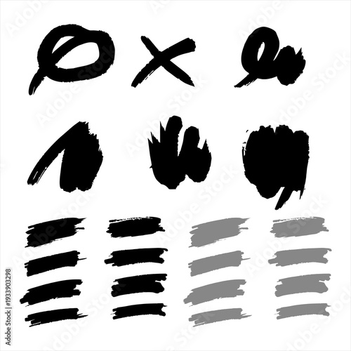 Abstract Black Ink Smudges and Brush Strokes Collection