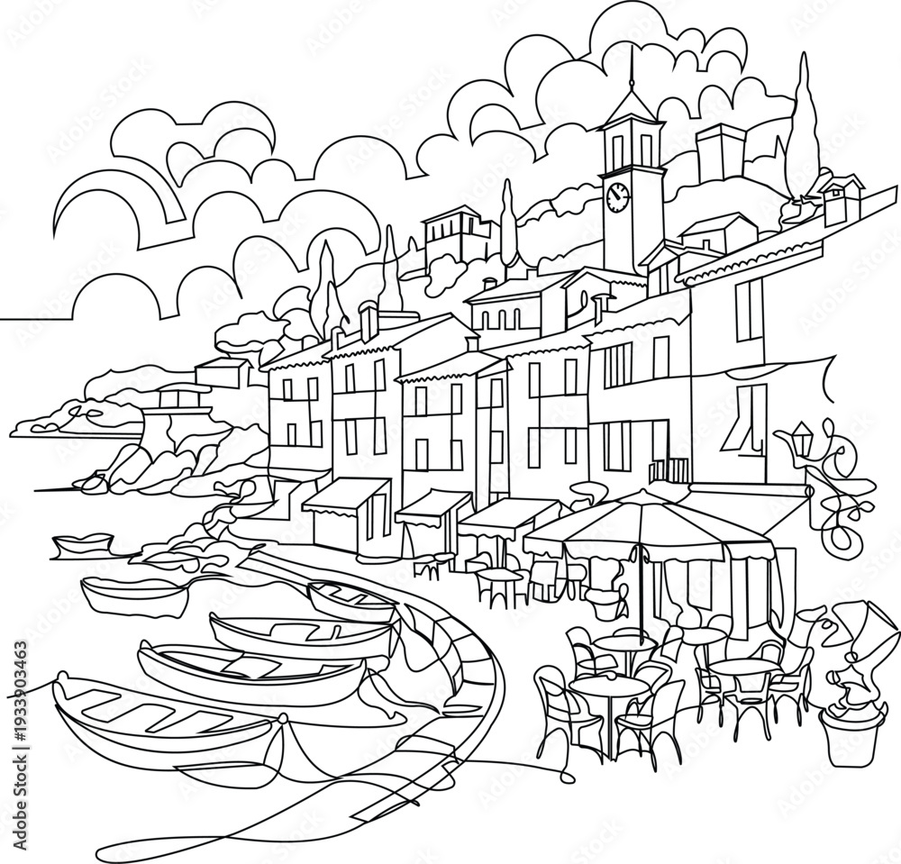 Fototapeta premium Coloring book illustration line design.