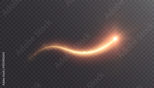 The glowing golden trail creates an elegant cosmic or magical effect on a dark background.