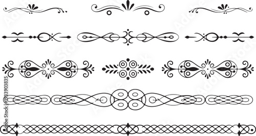 Versatile collection of elegant black decorative border lines and page dividers