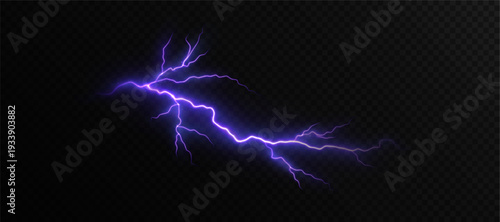 Bright glow of lightning. Realistic effect of bright electric discharge of blue lightning. Vector 10 EPS	