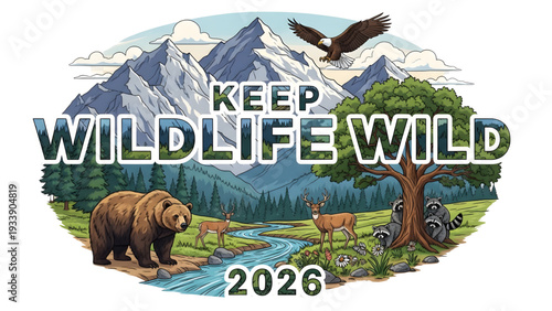 Vibrant wildlife scene with animals in natural mountain habitat