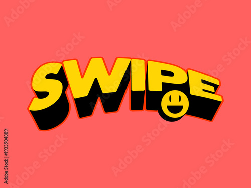 Retro 3D Social Media Text Set with Bold Yellow Typography