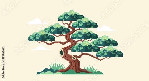 Stylized Bonsai Tree Illustration