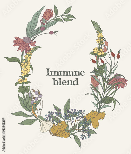 Oval Immune Tea Herbal Wreath