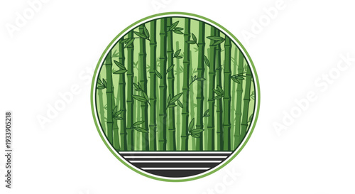 Green Bamboo Forest Circle Emblem
