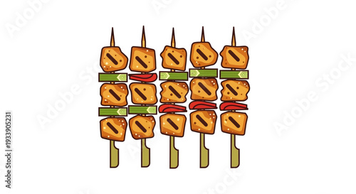 Grilled Tofu Skewers with Vegetables and Chili Peppers