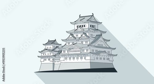 Japanese Castle Illustration