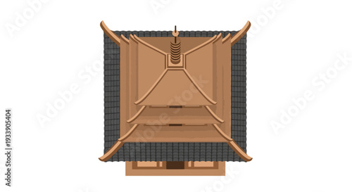 Top view of a traditional asian temple roof