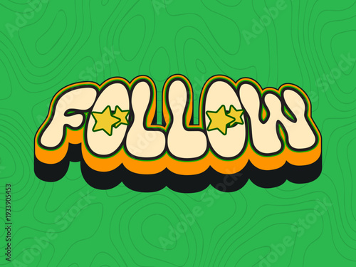 Retro 3D Social Media Text Set with Bold Yellow Typography