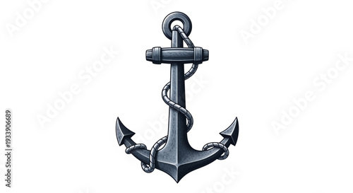 Heavy Duty Nautical Anchor with Rope Detail.