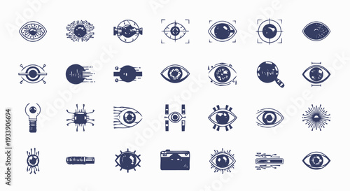 Collection of Various Eye Icons and Symbols.