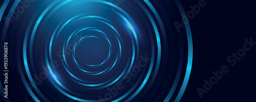 Futuristic technology abstract background with modern spiral lines. Glowing blue circular lines design. Vector illustration.