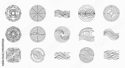 Collection of Various Line Art Circle Designs.
