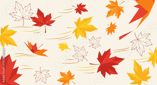Autumn Leaves Falling - Stylized Maple Leaf Pattern