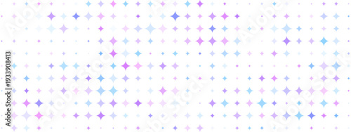 Pastel purple blue star pattern background on white. Y2K cute geometric grid with sparkle diamond shapes, gradient color transition. Vector abstract minimal design. Retro aesthetic texture