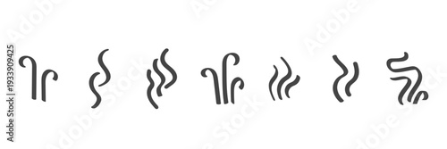 Hand drawn steam effect. Doodle lines for hot and cold food. Abstract smell icons.