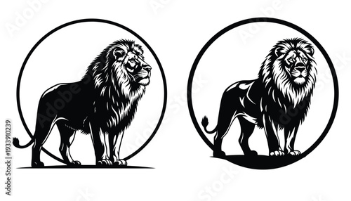 Majestic lion silhouette vector art